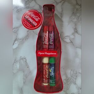 Lip Smacker Coca-Cola 4 Lip Balms Set In In a Cola Bottle Shaped Tin SEALED New